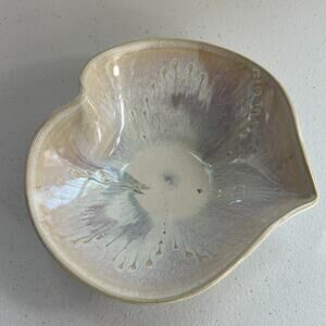 Vintage Decorative Art Studio Pottery Heart Trinket Dish Signed 5.5" x 6.5"